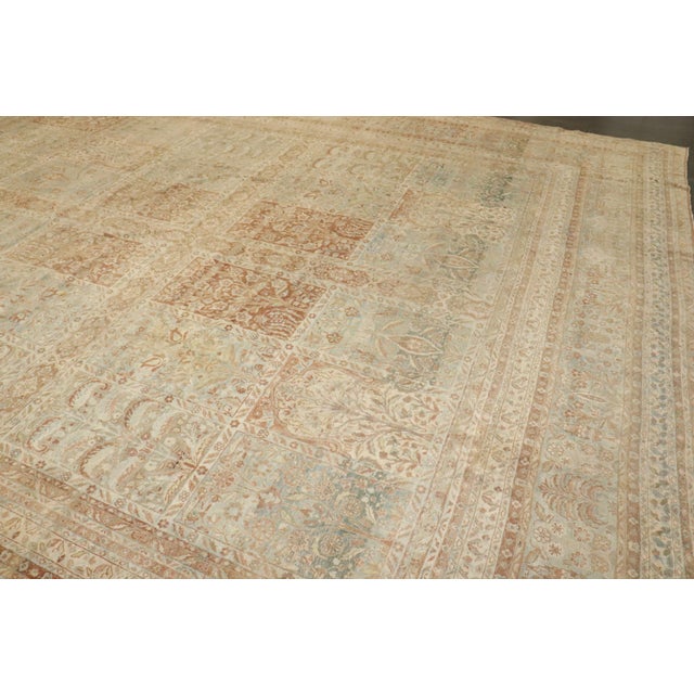 Brown Antique Zabihi Collection Stunning Garden Design Persian Kerman Carpet - 12'5" x 15'10" For Sale - Image 8 of 12