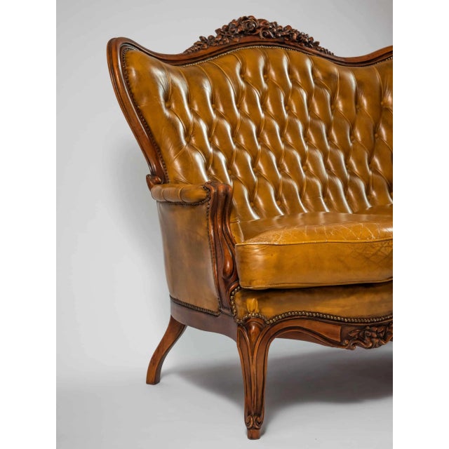 Louis XV Style Leather Sofa For Sale - Image 4 of 12