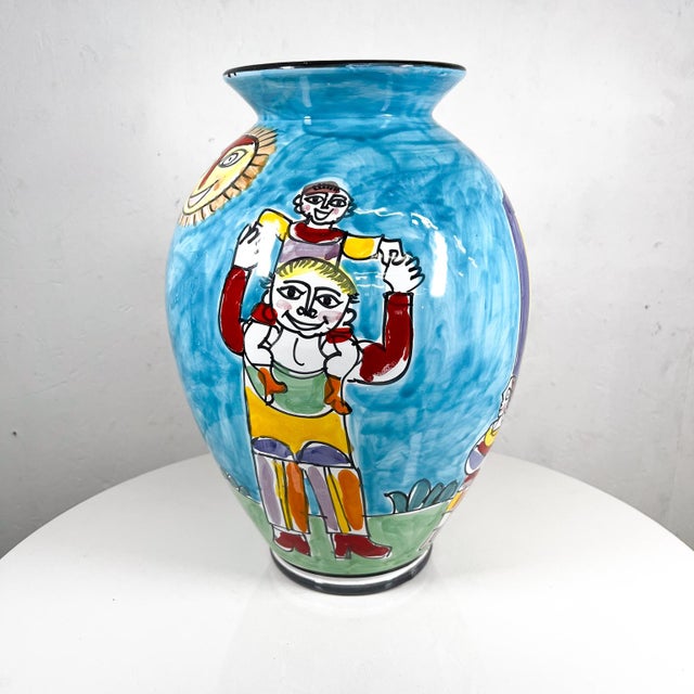 1960s Italy Hand Painted Collections Colorful Ceramic Vase For Sale - Image 11 of 11