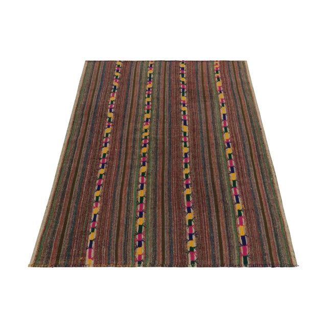 Traditional 1950s Vintage Chaput Kilim in Colorful Pattern, Stripes Gradient by Rug & Kilim For Sale - Image 3 of 6