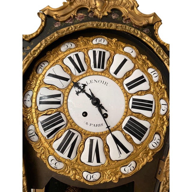 18th Century French Louis XV Lenoir À Paris Floral Cartel Clock & Bracket For Sale - Image 12 of 13