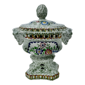 Copeland Spode Chintz Botanical Potpourri Vase Covered Urn, England Circa 1891