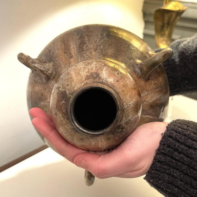 Vintage Art Nouveau Colocynth Vase with Three Handles by Roger Guerin, 1920 For Sale - Image 13 of 15