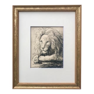 Vintage Original Pen and Ink Drawing of a Lion C.1930 For Sale