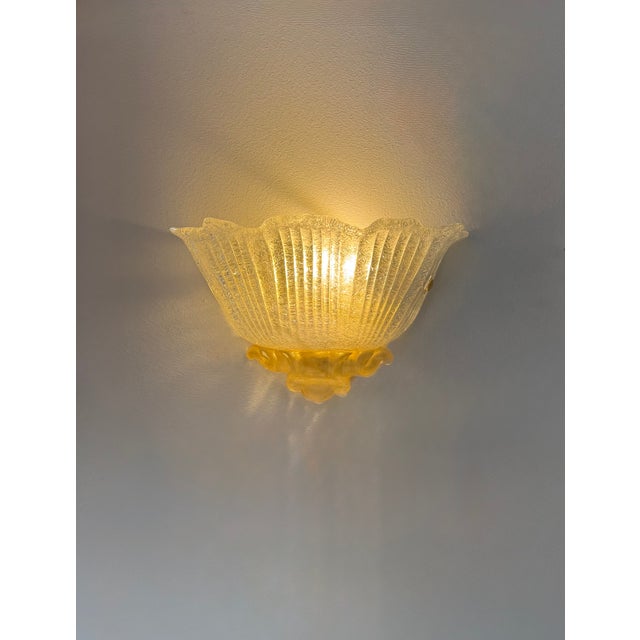 Vintage Pressed Molded Murano Glass Wall Sconces, Italy, 1980, Set of 2 For Sale - Image 12 of 13