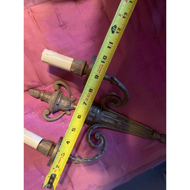 Pair of Circa 1950's Brass Wall Sconces For Sale In Los Angeles - Image 6 of 8