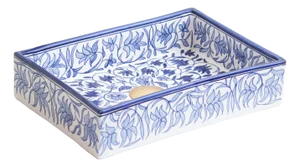 Custom Made Mini Rectangular Blue Bathroom Sink, Handmade Washbasin, Hand-Painted Vessel Sink