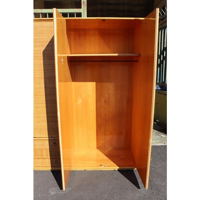 Wood Large Rattan and Bamboo Wardrobe from Dal Vera, Italy, 1970s For Sale - Image 7 of 11