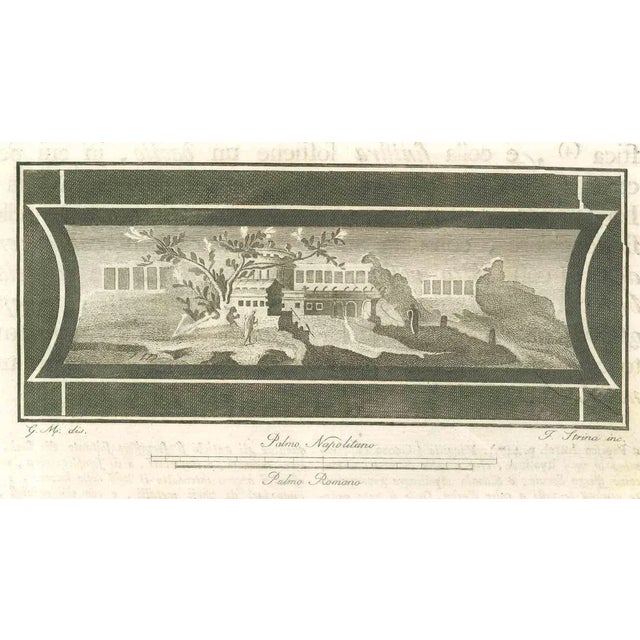 Roman Temple Fresco from "Antiquities of Herculaneum" is an etching on paper realized by Fernando Strina in the 18th...