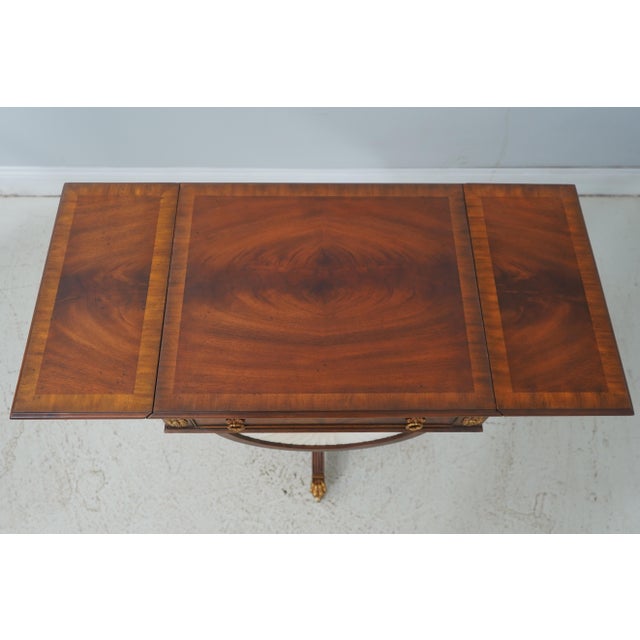Wood Maitland Smith Mahogany Drop Side Empire Sewing Table For Sale - Image 7 of 18