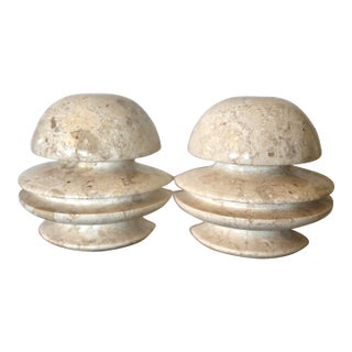 Vintage Italian Travertine Sculptural Bookends Postmodern / Organic Modern – Circa 1970s–1980 For Sale