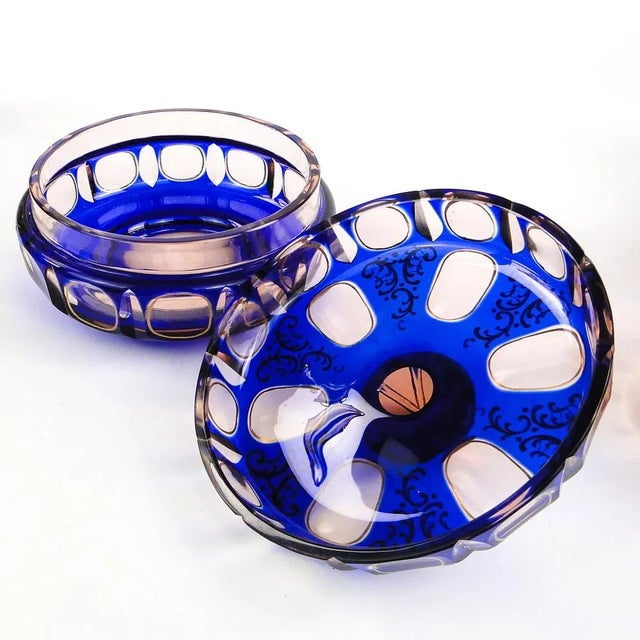 Blue Biedermeier Candyer from Egermann, Czechoslovakia, 1950s For Sale - Image 8 of 13