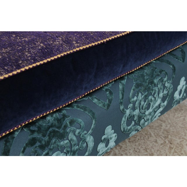 Gold Mackenzie Childs Whimsical Upholstered Loveseat Settee For Sale - Image 8 of 18