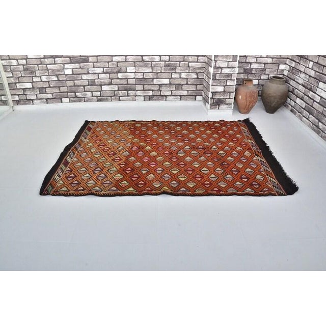 Textile Antique Tribal Oushak Kilim Rug For Sale - Image 7 of 10