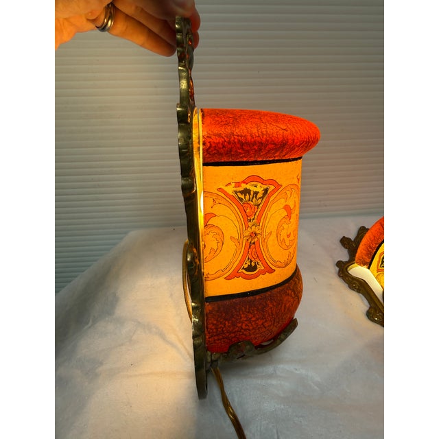 1930s 1930s Gill Glass & Fixture Company Antique Slip Shade Wall Sconces, Pair For Sale - Image 5 of 12