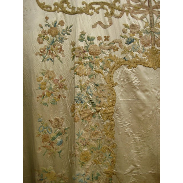 Large Silk Italian Baroque Floral Embroidery From the 1700 Hundreds For Sale - Image 6 of 12