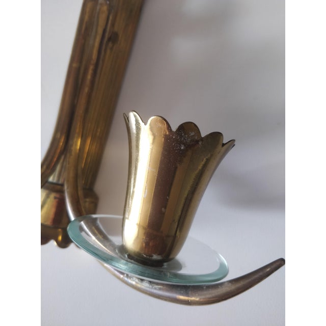 Brass Wall Lamps with Cut Glass, Italy, 1950s, Set of 2 For Sale - Image 4 of 17