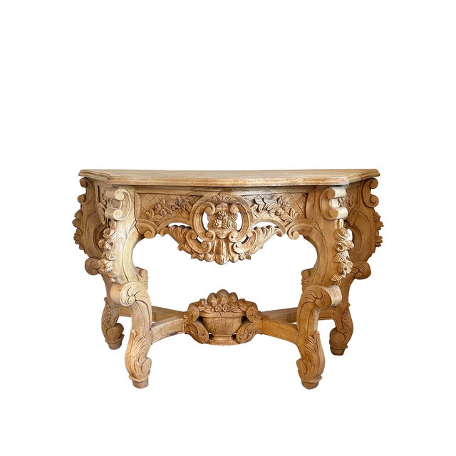Beautiful, French-Provincial bleached oak console table! It’s timeless, casual, and refined. The worn-in, pale bleached...