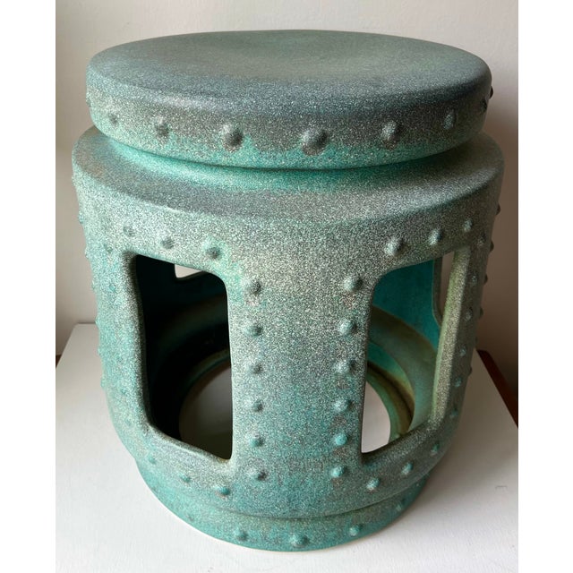 Chinoiserie Chinoiserie Faux Bronze Ceramic Garden Seat For Sale - Image 3 of 10