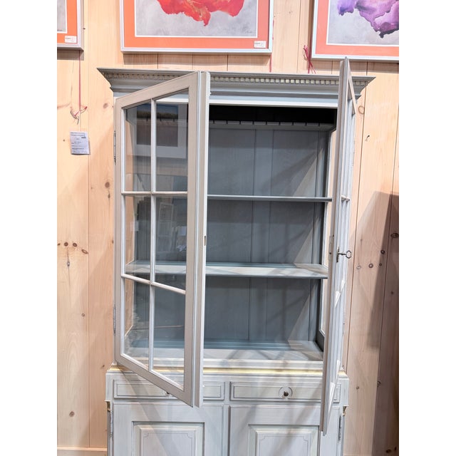 Vintage Gustavian Painted Wood Display Cabinet For Sale - Image 4 of 12