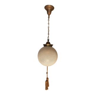 1920s Art Deco Opalescent Crackle Glass Pendant Light For Sale