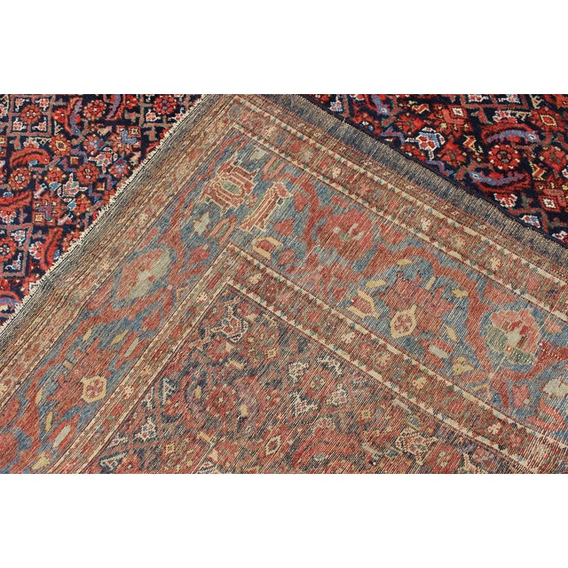Islamic Multi Color Antique Persian Malayer Rug With All Over Herati Design in Black & Shades of Blue For Sale - Image 3 of 9