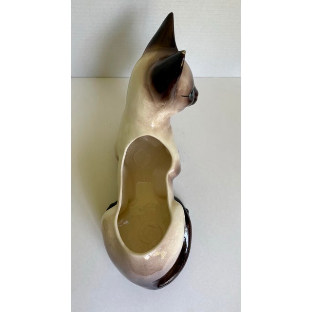 Ceramic Mid-Century Figurative Siamese Cat Ceramic Planter Cachepot For Sale - Image 7 of 12