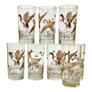 Mid-Century Rustic Americana Libbey Mallard Duck Tumblers - Set of 8, Thanksgiving.