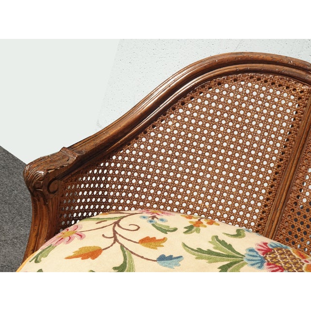 Antique French Louis XV Style Cane Settee Loveseat W Down & Orange Floral Fabric For Sale - Image 4 of 17