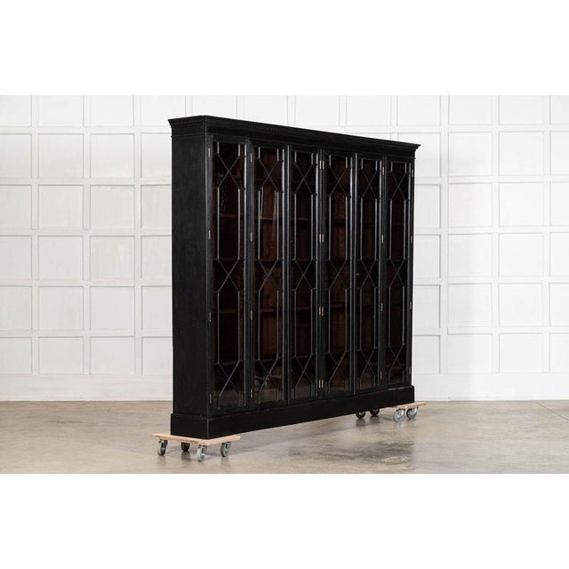 Large 19th Century English Glazed Ebonised Mahogany Bookcase, 1880 For Sale - Image 3 of 13