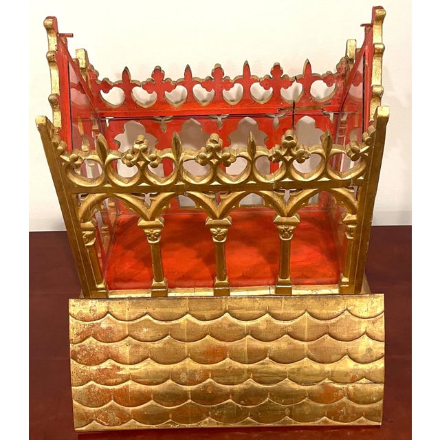 19th Century French Gothic Cathedral Giltwood & Glass Reliquary / Vitrine For Sale In Atlanta - Image 6 of 12