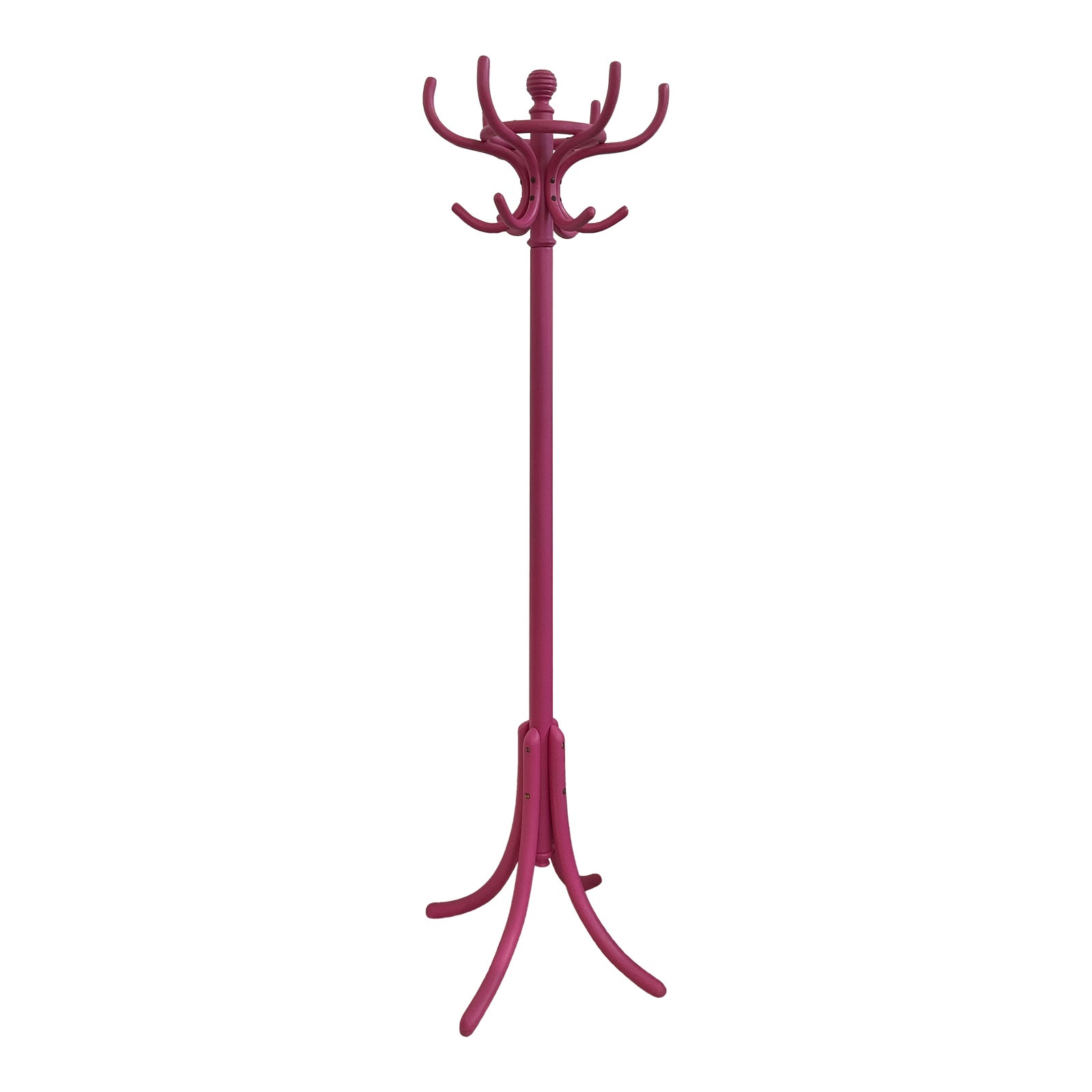 1950s Grand Thonet Style Bentwood Coat Rack in Bold Pink | Chairish