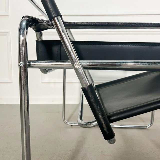 Metal Mid 20th Century Bauhaus Design Chrome and Leather Wassily Chair For Sale - Image 7 of 9