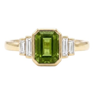 Natural Peridot Ring | Art Deco Engagement Ring | August Birthstone Ring for Women Us 7 For Sale