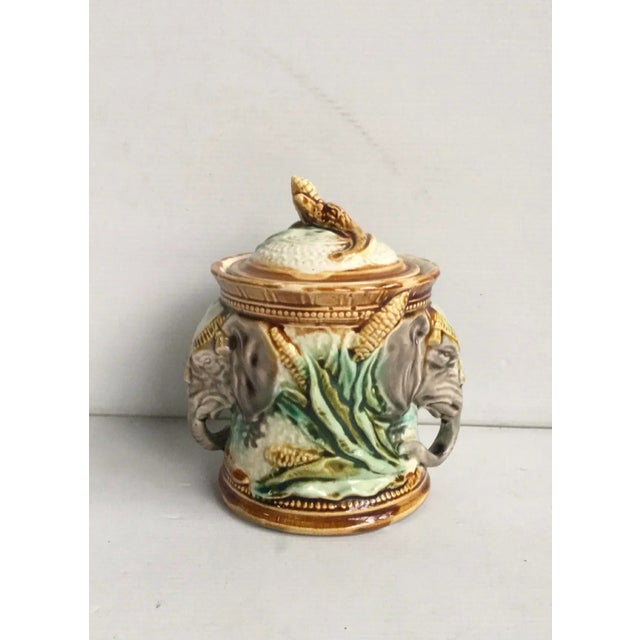 Late 19th Century 19th Century Majolica Elephant Tobacco Jar Onnaing For Sale - Image 5 of 5