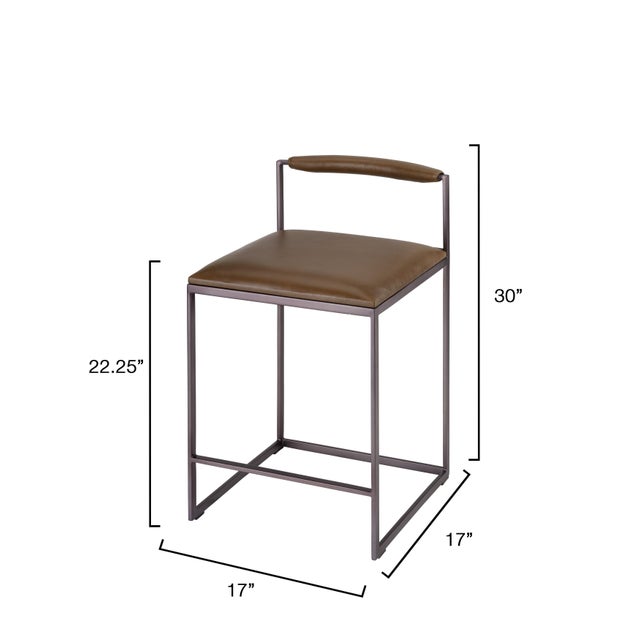 Modern Bradbury Counter Stool, Truffle Leather For Sale - Image 3 of 8