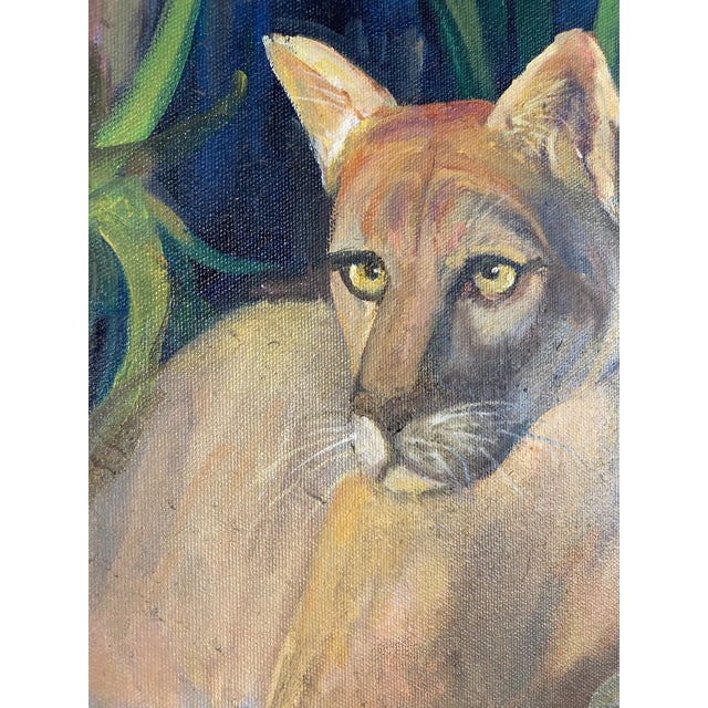 Vintage Panther Oil on Canvas For Sale - Image 4 of 9
