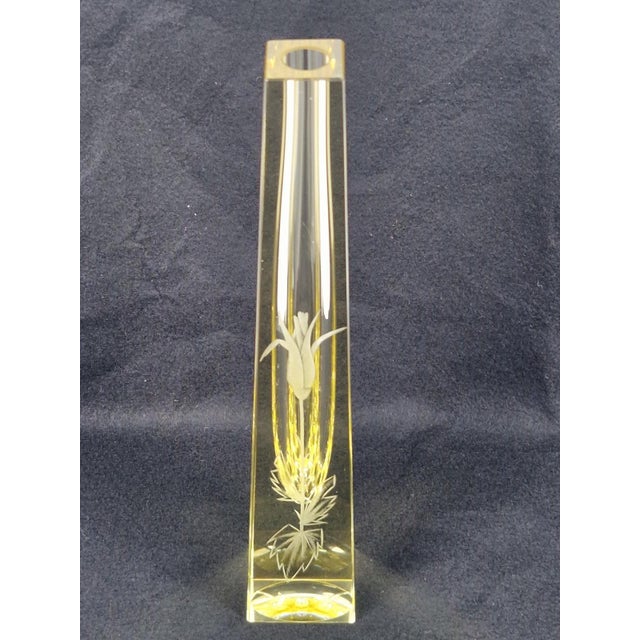 Citrine Drop Cut Engraved Glass Vase by Antonin Drobnik for ZBS, 1960s For Sale - Image 14 of 14