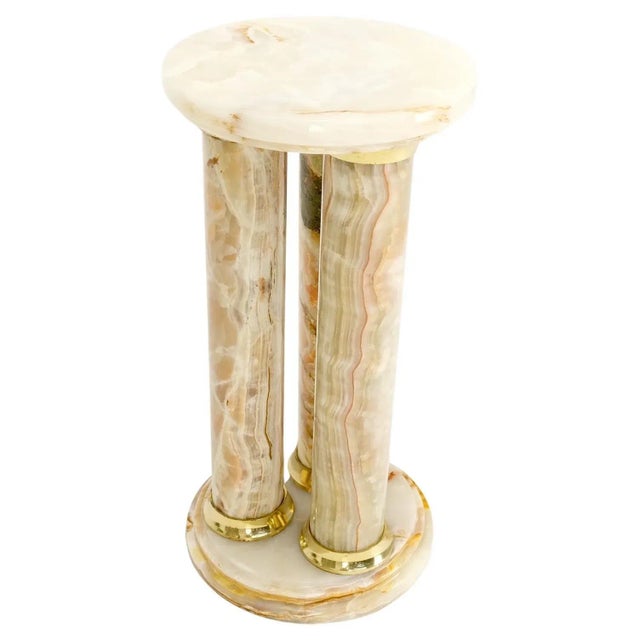 Mid-Century Modern Onyx Tripple Cylinder Base Side Table Stand Pedestal Table For Sale - Image 13 of 13
