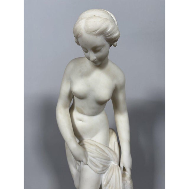 French White marble sculpture Diana in the bath after Falconet (1716-1791) 18th century For Sale - Image 3 of 9