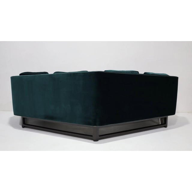 Textile Edward Wormley for Dunbar Janus Sofas in Raf Simons Velvet With Leather Trim For Sale - Image 7 of 10