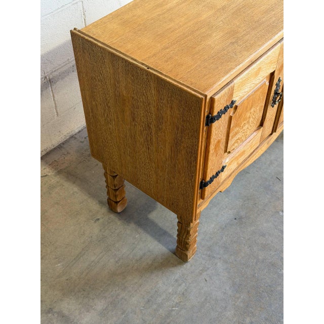 1960s Vintage Danish Oak Cabinet in Style of Henning Kjærnulf Scandinavian Rustic Sideboard For Sale - Image 5 of 10