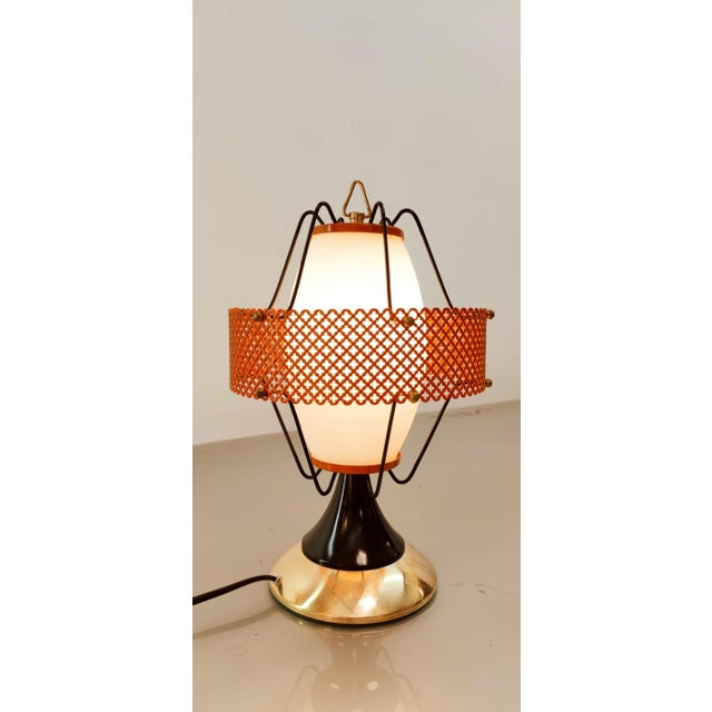 Mid-Century Modern Space Age Gold Orange Table Lamp For Sale - Image 3 of 11