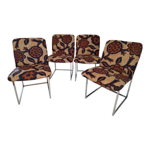 Set of 4 Dining Chairs, Newly Upholstered Attributed to Milo Baugham for Thayer Coggin, Circa 1970s
