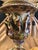 Ceramic Vintage Italian Porcelain Figural Hand Painted Gilt Table Lamp With Shade For Sale - Image 7 of 13
