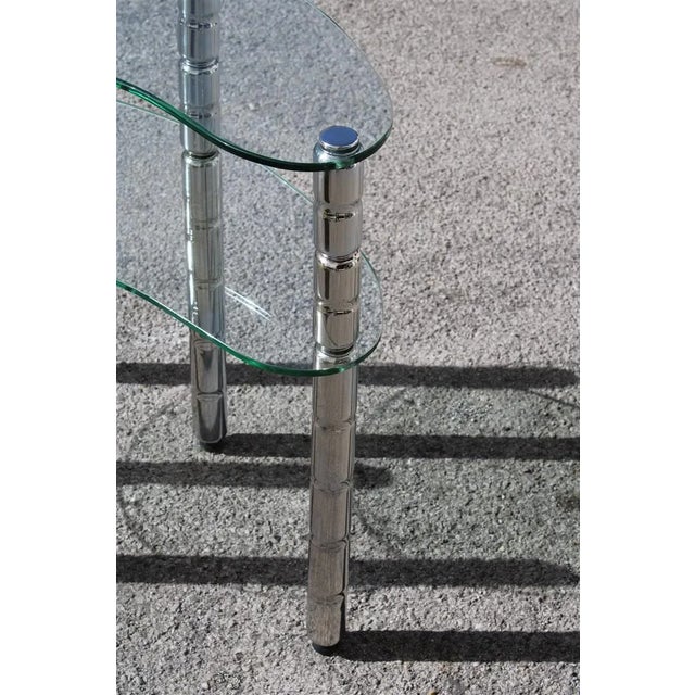 Italian Glass & Chromed Metal Shelf, 1960s For Sale - Image 3 of 7