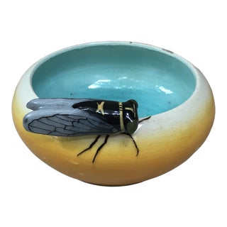 Majolica Vide Poches With Cicada Jerome Massier Fils, Circa 1920 For Sale