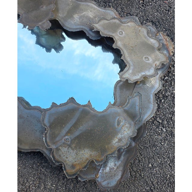 Mid 20th Century Mid 20th century Industrial Brutalist Hand-Welded Steel Wall Mirror For Sale - Image 5 of 5
