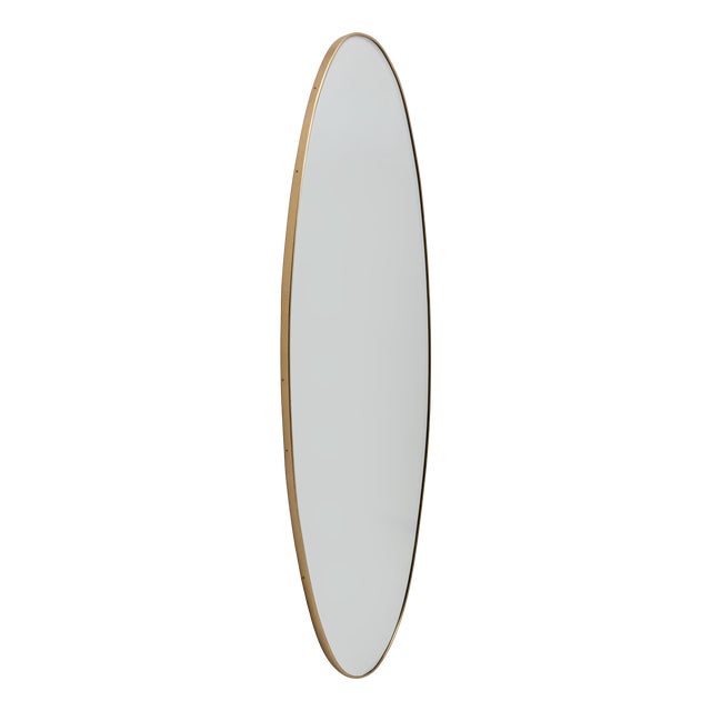 Large Mid-Century Modern Italian Brass Wall Mirror by Gio Ponti, 1950s For Sale