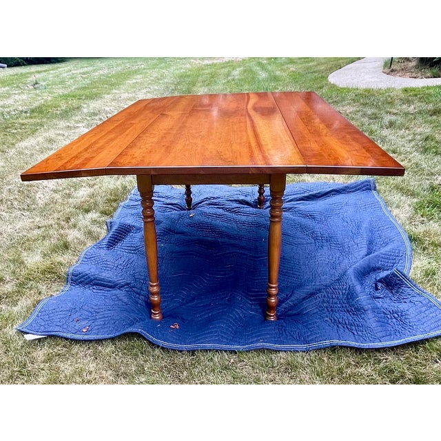 Wood Vintage 1960 Mid-Century Leopold Stickley Solid Cherry Drop-Leaf Harvest Dining Table For Sale - Image 7 of 15
